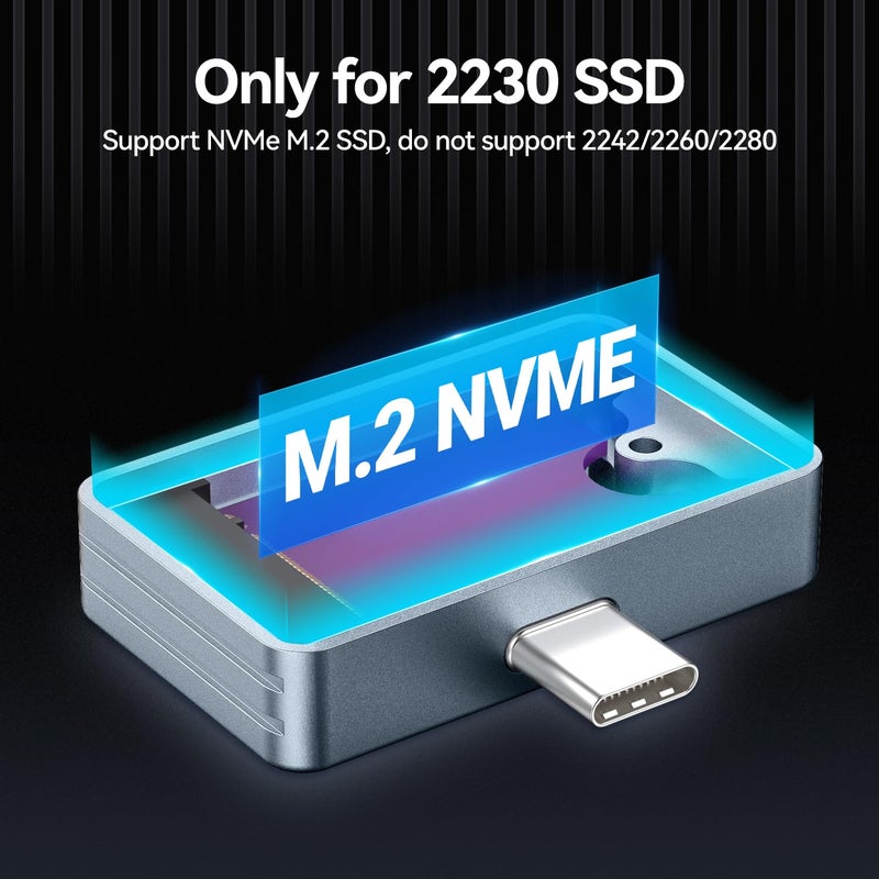 JEYI SSD Enclosure for MacBook 2013-2017, USB-C 3.2 20Gbps External SSD Case, Aluminum Alloy Cooling, Compatible with MacBook Air/Pro 12+16 Pin SSD (SSD Not Included) - Image 4