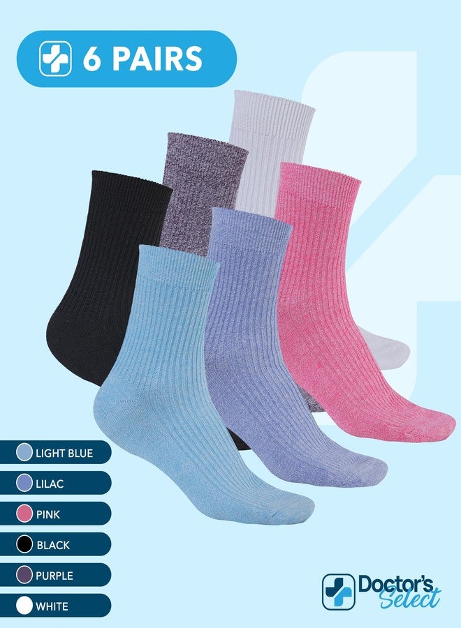 Doctor's Select Viscose Diabetic Socks for Women & Men - 6 Pairs | Smooth Toe Seams, Moisture-Wicking, Viscose Socks Women, Black, White, Light Blue, Lilac, Pink, Purple - Image 5