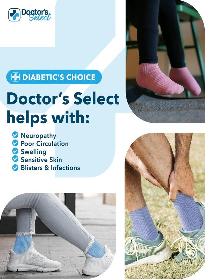 Doctor's Select Viscose Diabetic Socks for Women & Men - 6 Pairs | Smooth Toe Seams, Moisture-Wicking, Viscose Socks Women, Black, White, Light Blue, Lilac, Pink, Purple - Image 4
