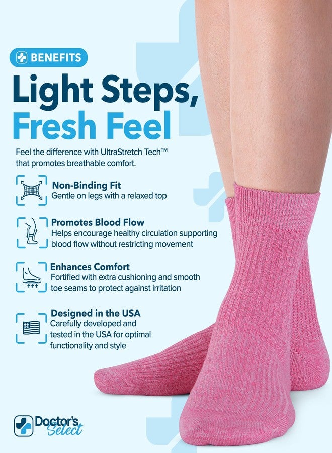 Doctor's Select Viscose Diabetic Socks for Women & Men - 6 Pairs | Smooth Toe Seams, Moisture-Wicking, Viscose Socks Women, Black, White, Light Blue, Lilac, Pink, Purple - Image 2