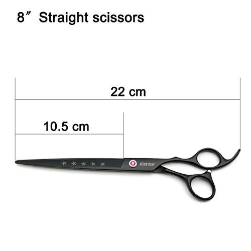 Kingstar 8.0in. Matt Black Professional Pet Grooming Scissors Set,Straight & Thinning & Curved Scissors Set with Comb,Dog Grooming,A559 - Image 5