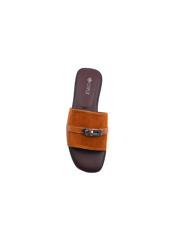 Cuple Brown Flat Sandal – Deep Neutral Comfort for Women | Best Price UAE