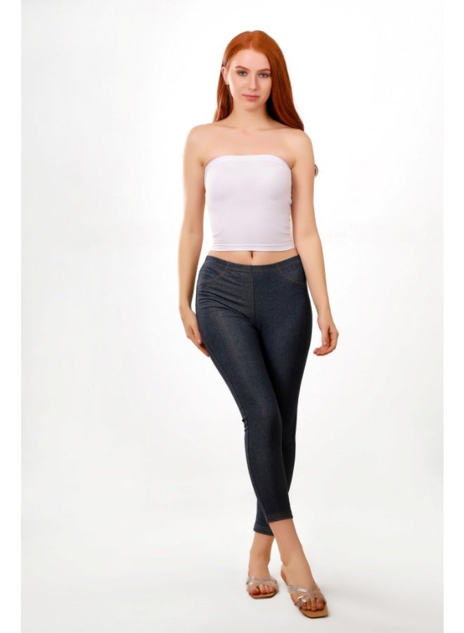 Selina Wear Selina Wear Women's Looking Legging - Denim-Inspired Comfort ny Fit Cotton Tights, Large  - Image 5