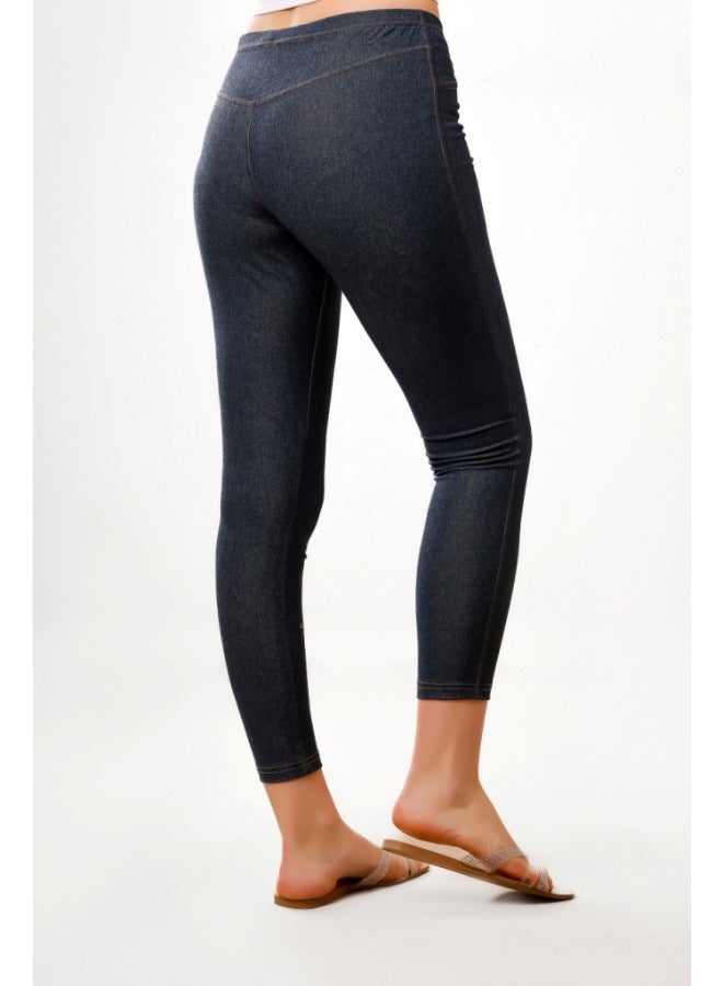 Selina Wear Selina Wear Women's Looking Legging - Denim-Inspired Comfort ny Fit Cotton Tights, Large  - Image 2
