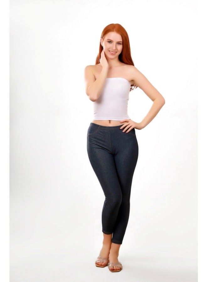 Selina Wear Selina Wear Women's Looking Legging - Denim-Inspired Comfort ny Fit Cotton Tights, Large  - Image 4
