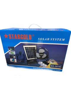 Stargold Solar Lighting System 6W 3 LED Bulbs Solar Panel with 5W Fan 5 in 1 Charging Cable Control Box with Built-in Battery  - Image 4