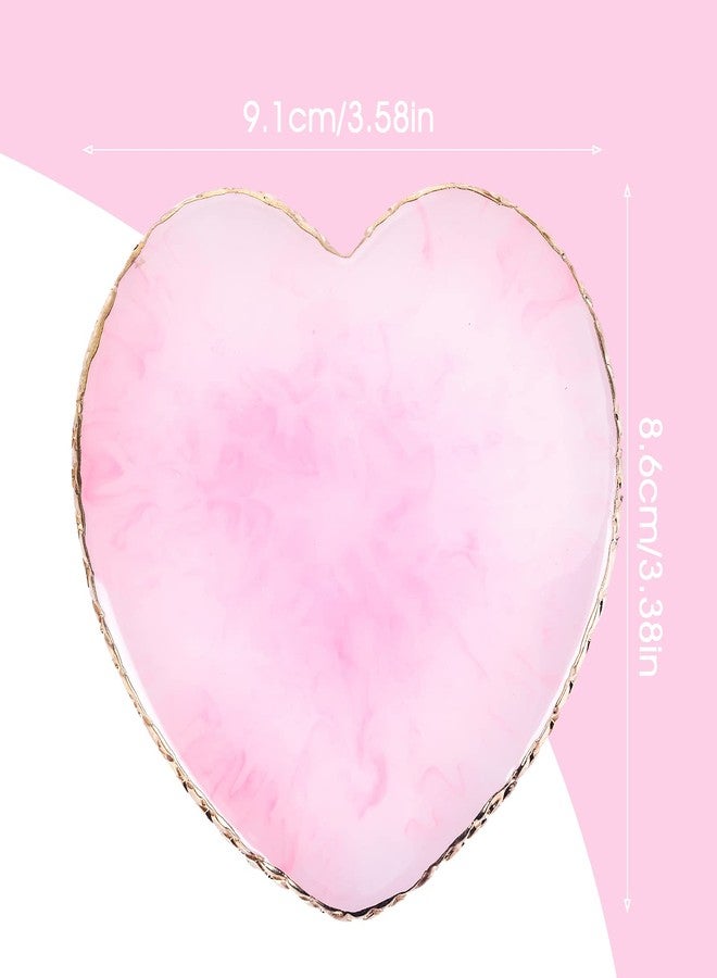 Sibba Resin Nail Art Palette Nail Mixing Palette Polish Color Mixing Plate Golden Edge Nail Holder Display Board Heart Shape Cosmetic Mixing Tools (Pink) - Image 2
