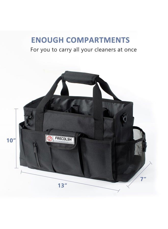 FRECOLSH Professional Cleaning Caddy Organizer with 5 Compartments, Wearable Cleaning Bag for Housekeepers, Black - Image 5