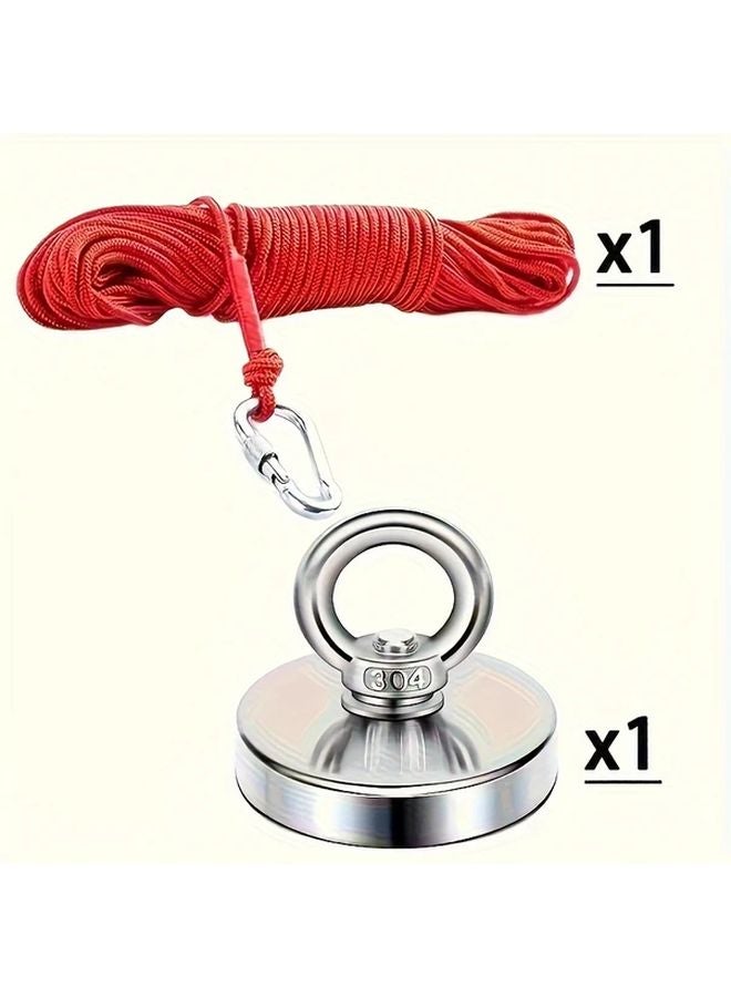 مغناطيس صيد ثقيل 42 مم مع حبل أحمر 7 بوصة 393 لعمليات الإنقاذ في أعماق البحيرات والأنهار - Image 1