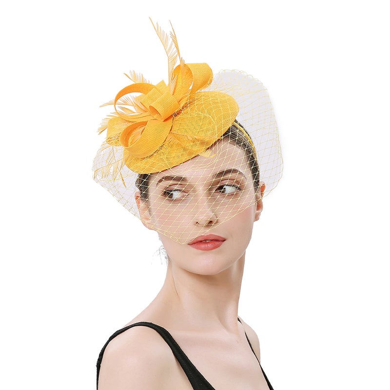 Women Fascinator Hat Tea Party Hat Mesh Veil Fascinator Headband Banquet Headdress - Image 3