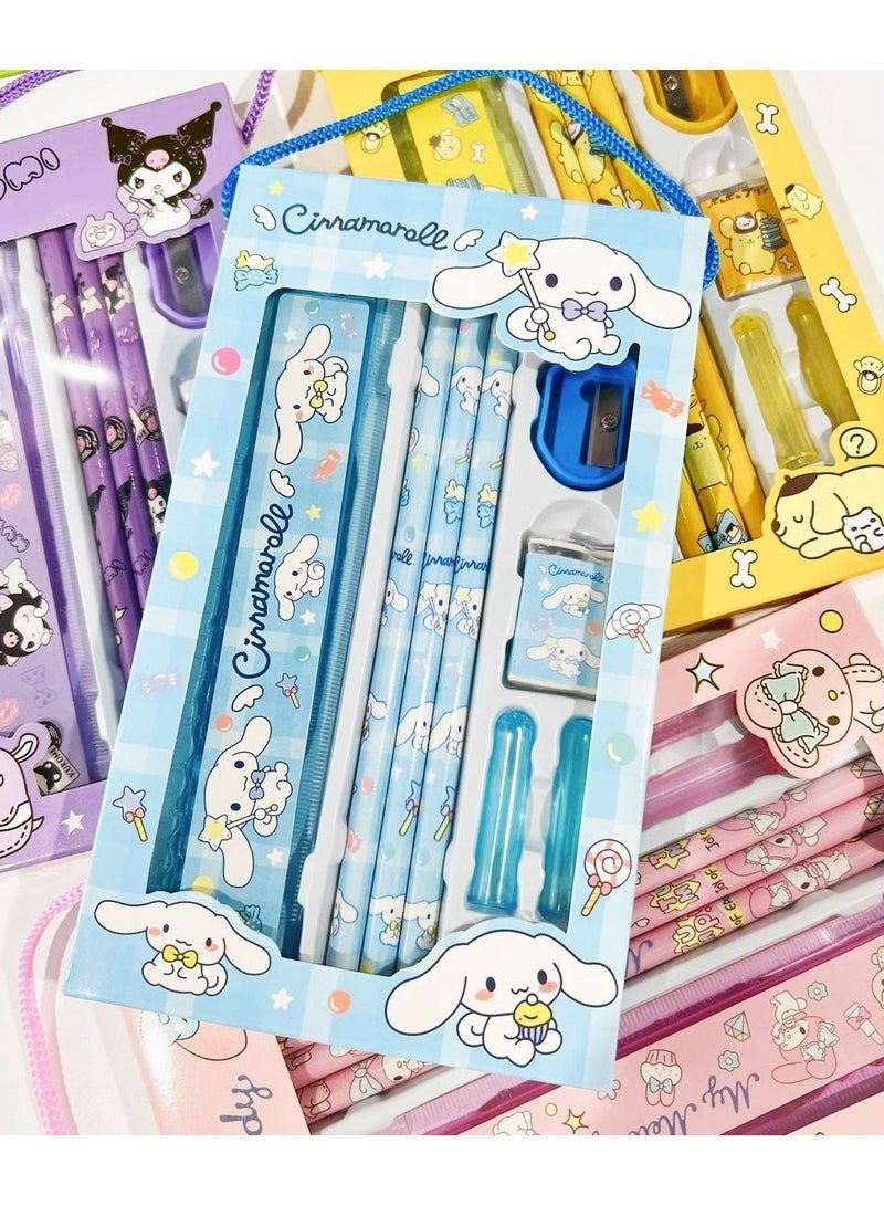 Cinnamon Sanrio Cartoon Stationery Set for Primary School Students, School Supplies Gift Box with Pencils Erasers Pencil Sharpeners, Back to School Birthday Present for Kids Daily Use - Image 4