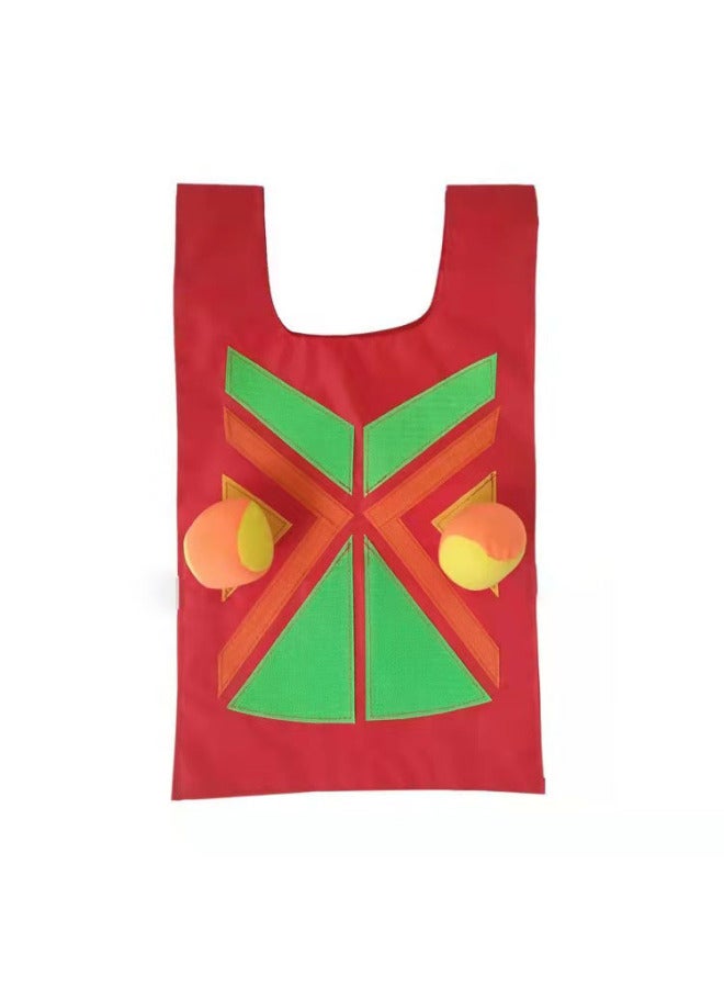 Sticky Jersey Vest Kindergarten Early Education Outdoor Tail Catching Training Equipment Physical Fitness Tail Catching-Color:One Piece Of Sticky Jersey, 2 Balls In Random Colors