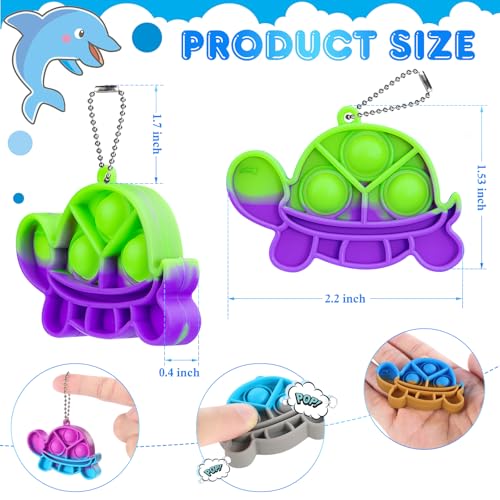 Genuvi Pop Fidget Toys Bulk Its Kids Party Favors 30 PCS Turtle Toys Mini Pop Keychain It Sensory Fidget Toy Pack Fidgets for Classroom Prizes for Kids Students Carnival Prizes Birthday Goodie Bag Stuffers - Image 5