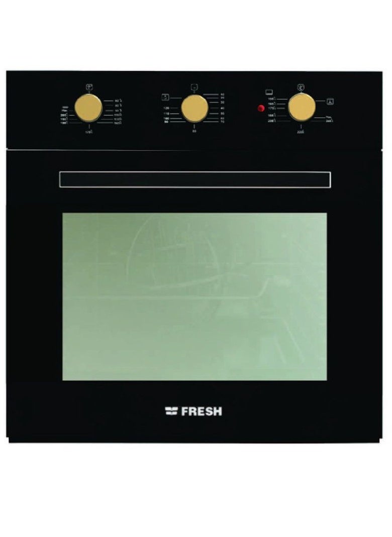 Set of Fresh Built-in Gas Hob, 5 Burners, 90 cm, Black - HAFR90CMBC1/BR, with Built-in Gas Oven, 60 cm, 56 L, Black - GEOFR60CMBG, with Built-in Hood, 90 cm, Black - Classic 90 - BL