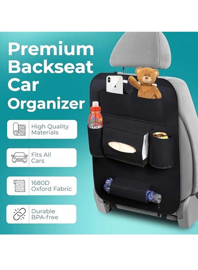 Leon Home Rear seat car storage bag, kick-proof rear seat protector, children's toy rear seat storage bag, travel accessories (2-pack, black) - Image 2