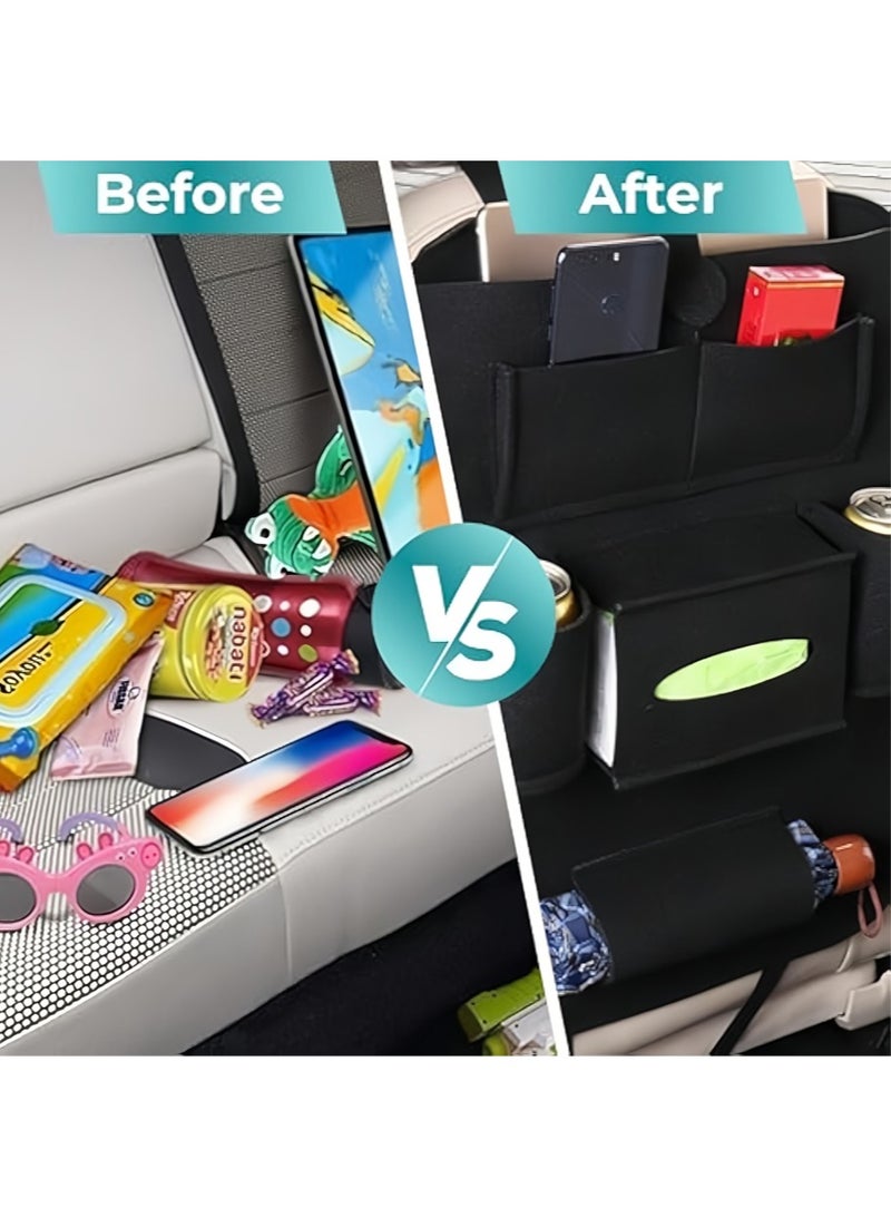 Leon Home Rear seat car storage bag, kick-proof rear seat protector, children's toy rear seat storage bag, travel accessories (2-pack, black) - Image 4