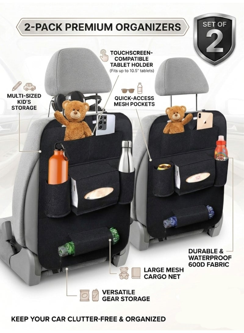 Leon Home Rear seat car storage bag, kick-proof rear seat protector, children's toy rear seat storage bag, travel accessories (2-pack, black) - Image 1