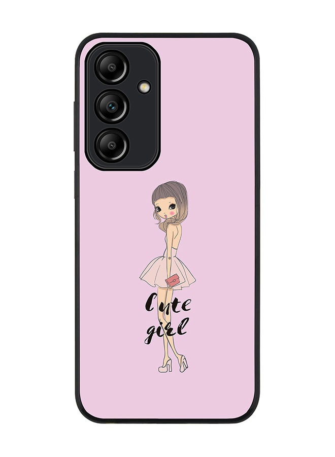 Stylizedd Rugged Black Edge Case for Samsung Galaxy A35, Slim fit Soft Case Flexible Rubber Edges Anti Drop TPU Gel Thin Cover -  Coy Cute Girl - Image 1