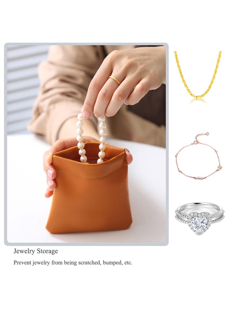 Zikra 3Pcs Lambskin Pocket Cosmetic Bag Portable Mini Lipstick Storage Bag Waterproof Leather Squeeze Self Closing No Zipper Portable Travel Makeup Pouch - Image 3