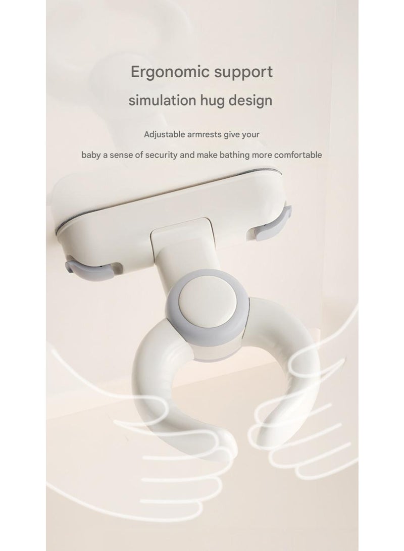 Punch-free Wall Mounted Foldable Baby Bath Seat for Babies 6 Months  Up - Toddler Bath Seats for Babies Sitting Up Non-Slip Infant Bath Tub Chair with Suction Cups - Image 3