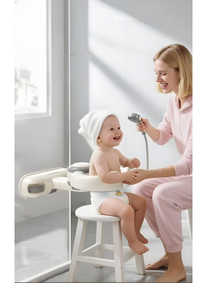 Punch-free Wall Mounted Foldable Baby Bath Seat for Babies 6 Months  Up - Toddler Bath Seats for Babies Sitting Up Non-Slip Infant Bath Tub Chair with Suction Cups - Image 4