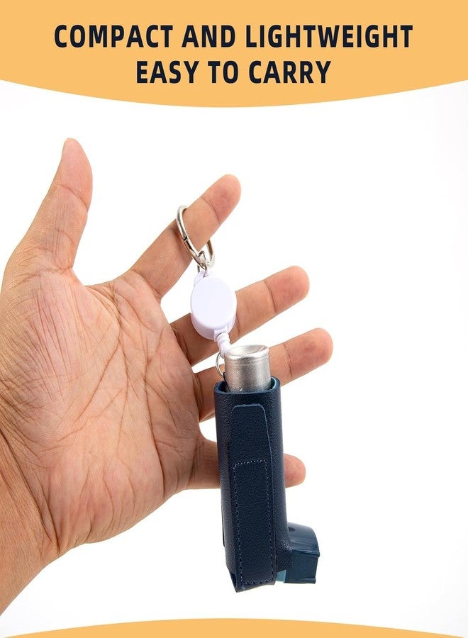 CHYDST Asthma Inhaler Holder Keychain, Lightweight PU Leather Inhaler Case Keychain & Portable Inhaler Holder (Polyester, Blue - Image 5