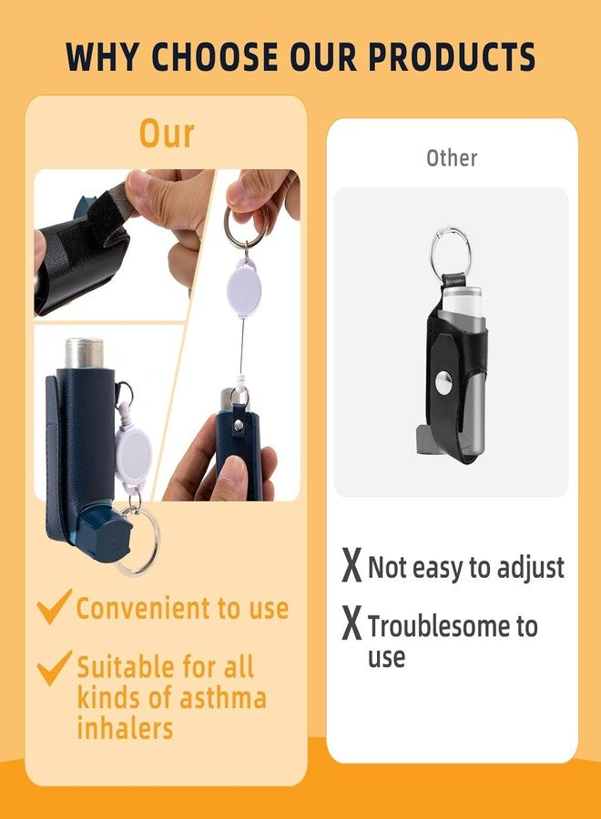 CHYDST Asthma Inhaler Holder Keychain, Lightweight PU Leather Inhaler Case Keychain & Portable Inhaler Holder (Polyester, Blue - Image 4