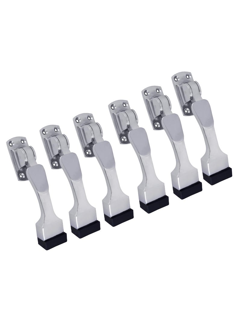 MALAIKAH Malaikah Unique Chrome Plating Heavy Duty Gate Stopper for The Door with Rubber Grip 5Inch Long Door Stopper for Wooden Door Door Mounted Pack of 6  - Image 1