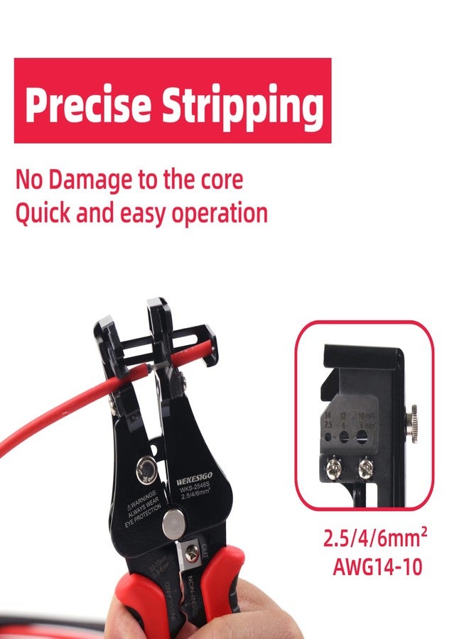 WEKESIGO 3 in 1 Adjustable Wire Stripper Tool, Automatic Solar Cable Stripper/Cutter for 2.5/4/6mm14-10 AWG Solar Wire - Image 4