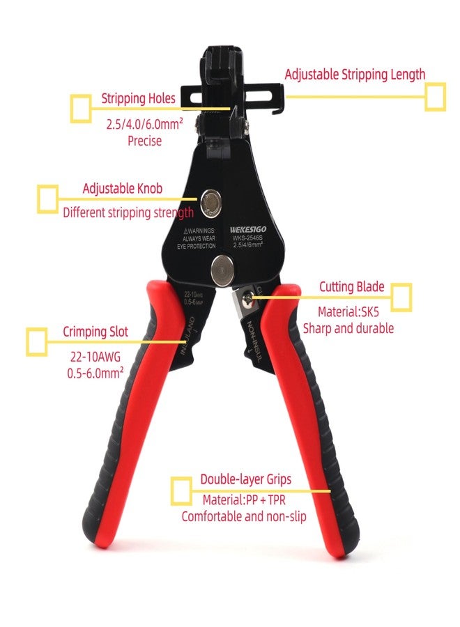 WEKESIGO 3 in 1 Adjustable Wire Stripper Tool, Automatic Solar Cable Stripper/Cutter for 2.5/4/6mm14-10 AWG Solar Wire - Image 3
