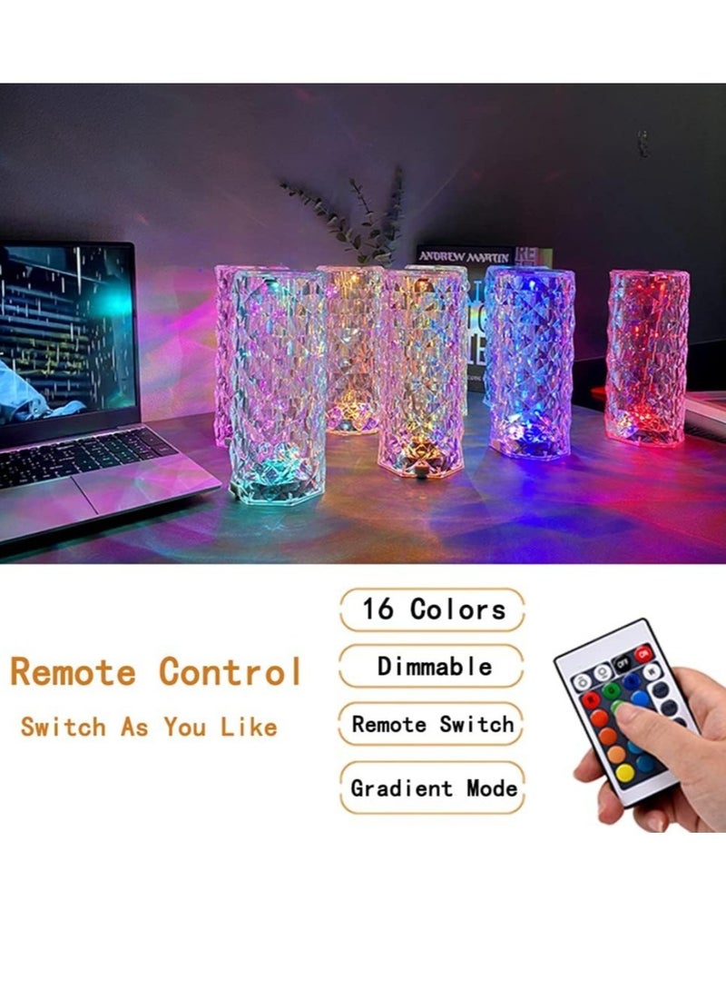 ELTRAZONE مصباح طاولة كريستالي RGB مع جهاز تحكم عن بعد، 16 لونًا و 4 أوضاع، مصباح ماسي وردي لديكور المنزل، مصباح USB بجانب السرير لغرفة النوم وغرفة المعيشة - Image 2
