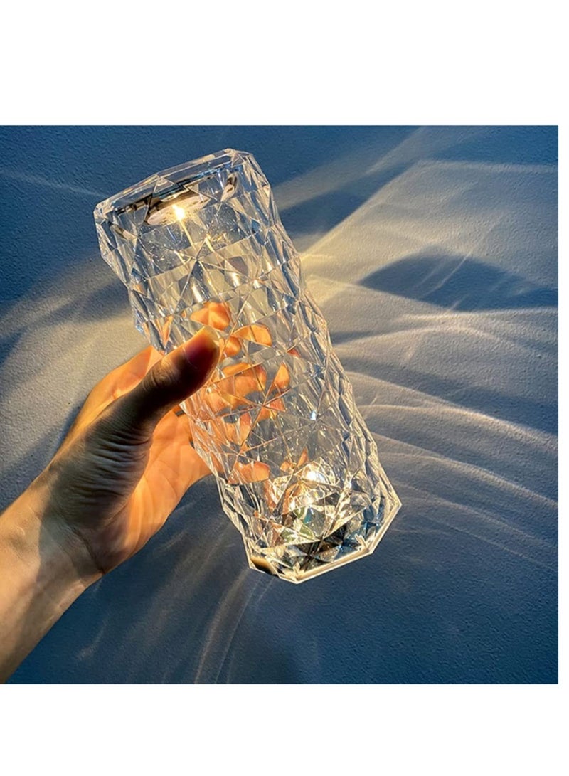 ELTRAZONE مصباح طاولة كريستالي RGB مع جهاز تحكم عن بعد، 16 لونًا و 4 أوضاع، مصباح ماسي وردي لديكور المنزل، مصباح USB بجانب السرير لغرفة النوم وغرفة المعيشة - Image 1