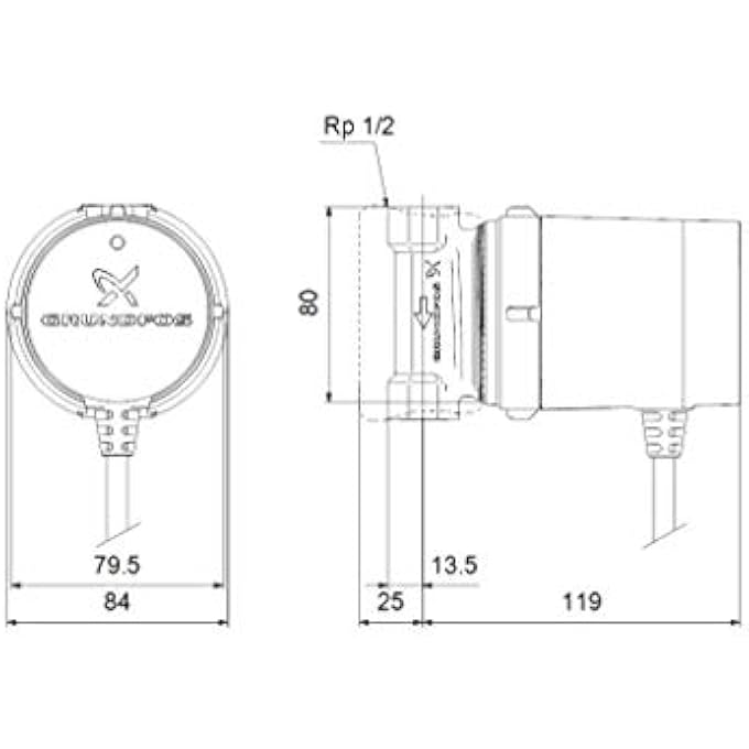 Grundfos SINGLE CIRCULATEUR HOT HEALTH COMFORT-UP 15-14 B PM-HOLE DIAMETER 80 MM CIRCULATEUR RP 1/2 - Image 3