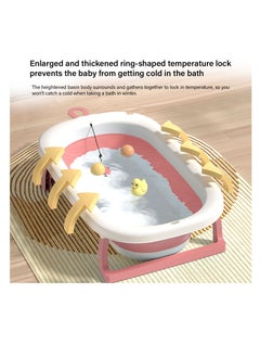 Bonita Portable Baby Bathtub with Temperature-Sensing Thermometer & Bathmat Cushion: Non-Slip Foldable Bath Tub, Infant Shower Basin, Newborn Toddler Bathing Support | Bath Organizers, for 0-2 Years  - Image 2