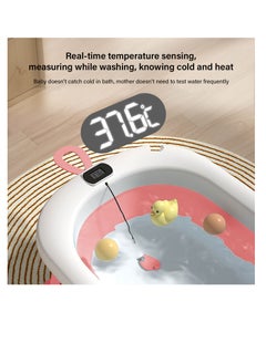 Bonita Portable Baby Bathtub with Temperature-Sensing Thermometer & Bathmat Cushion: Non-Slip Foldable Bath Tub, Infant Shower Basin, Newborn Toddler Bathing Support | Bath Organizers, for 0-2 Years  - Image 3