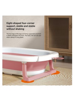 Bonita Portable Baby Bathtub with Temperature-Sensing Thermometer & Bathmat Cushion: Non-Slip Foldable Bath Tub, Infant Shower Basin, Newborn Toddler Bathing Support | Bath Organizers, for 0-2 Years  - Image 4