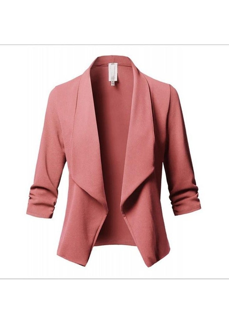 New Slim Fitting Long Sleeved Pleated Solid Color Versatile Small Suit Jacket