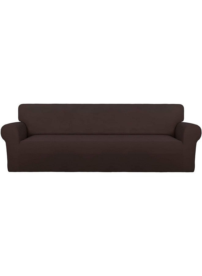 لوكزر غطاء أريكة لوكزر العالمي المكون من 4 مقاعد مع 2 كيس وسادة 140 جرام لكل متر مربع، غطاء مرن كبير لحماية الأريكة قابل للتمدد (بني سادة/230-300 سم) SC-031-04 - Image 2