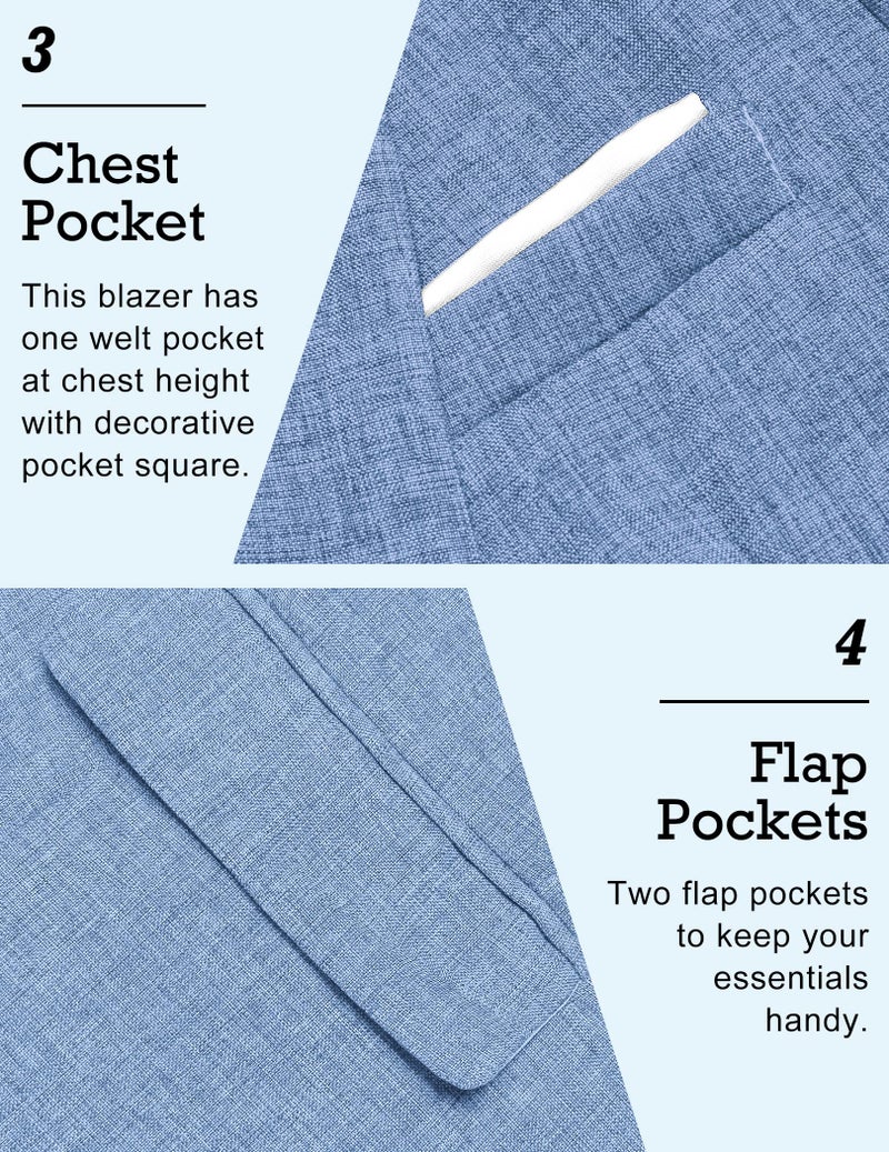 COOFANDY Men's Blazer Casual Sport Coats Slim Fit One Button Suit Jacket Lightweight Sports Jacket (Sky Blue,X-Large) - Image 4