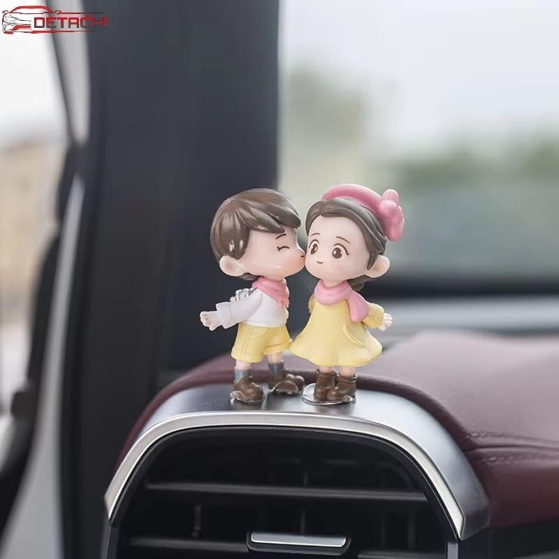 DETACHI Car Dashboard Toys Cute Couple Car Ornament for Car Decoration, Ideal Gift for Car Lovers, Durable Car Interior Accessories, with 4 Resin Adhesive Stickers, (Pink) Good ventilation - Image 3