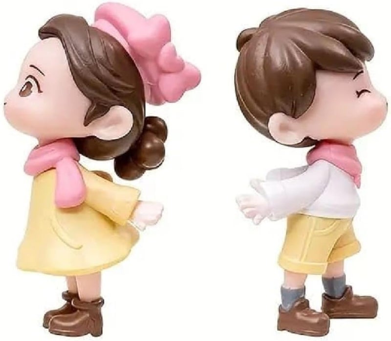 DETACHI Car Dashboard Toys Cute Couple Car Ornament for Car Decoration, Ideal Gift for Car Lovers, Durable Car Interior Accessories, with 4 Resin Adhesive Stickers, (Pink) Good ventilation - Image 2