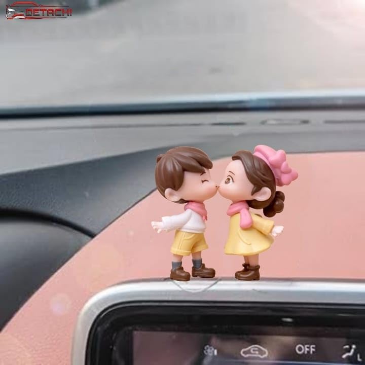 DETACHI Car Dashboard Toys Cute Couple Car Ornament for Car Decoration, Ideal Gift for Car Lovers, Durable Car Interior Accessories, with 4 Resin Adhesive Stickers, (Pink) Good ventilation - Image 4