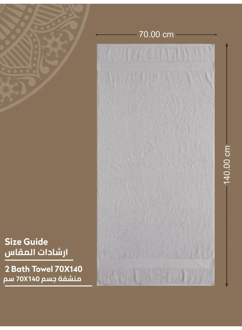 Donetella Premium 100 % Combed Cotton 2-Pcs Bath Towel Set (70 X 140 CM) 600 GSM Large Towel, Highly Absorbent, Quick Dry,Best Towel for Bathroom, Spa And Hotel,White