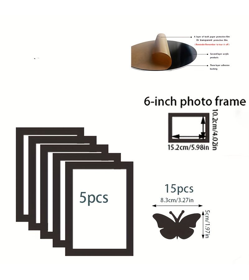 1 Set Creative Photo Frame Combination Photo Tree Black Red 59 06 40 16 Inch Self Adhesive No Drilling 2D Flat DIY Wall Stickers Wall Decoration for Living Room Bedroom - Image 1