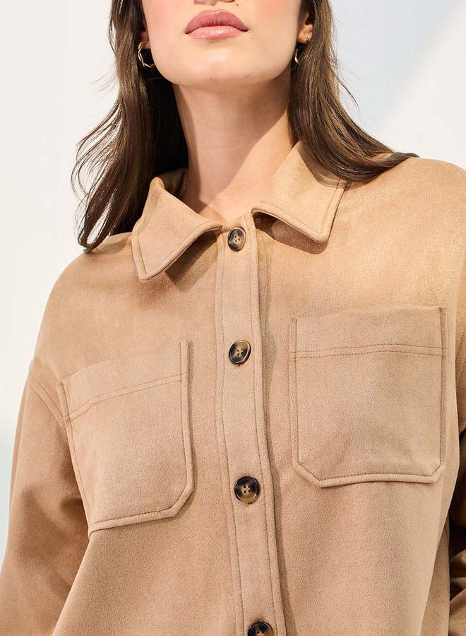 Styli Oversized Drop Shoulder Jacket With Button Closure  - Image 4