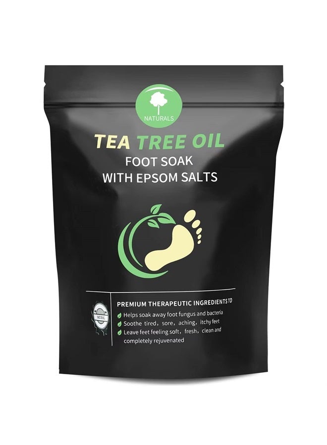 HEAMAVIN Tea Tree Oil Foot Soak with Epsom Salt - Foot Spa Pedicure for Soothing Athletes Foot, Toenail Epair, Nail Discoloration, Stubborn Foot Odor and Itchiness, Foot Care -16 oz - Image 1