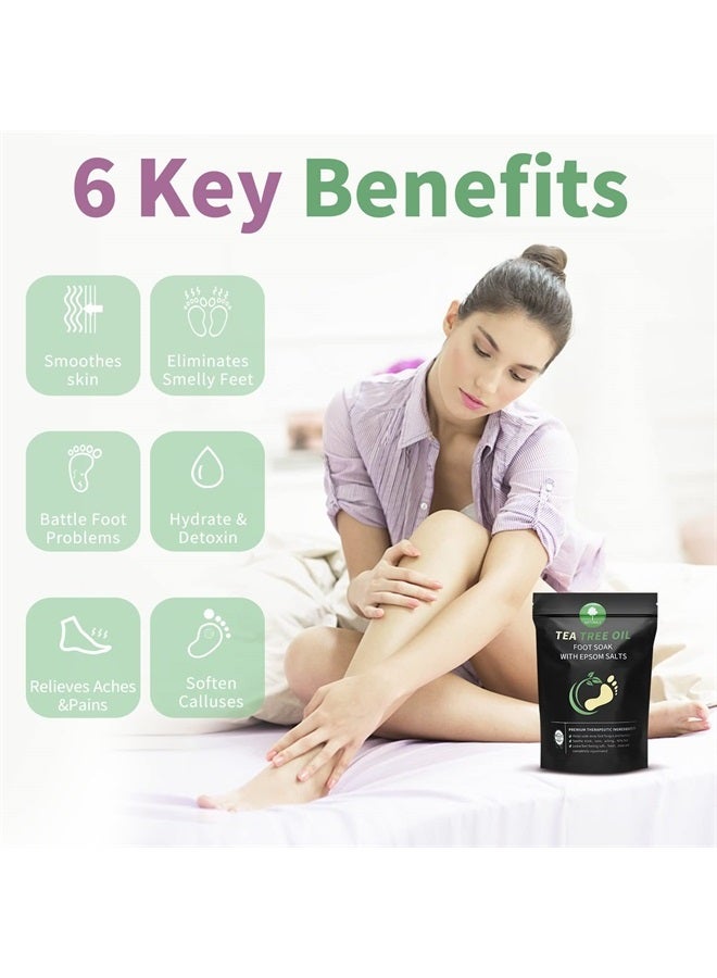 HEAMAVIN Tea Tree Oil Foot Soak with Epsom Salt - Foot Spa Pedicure for Soothing Athletes Foot, Toenail Epair, Nail Discoloration, Stubborn Foot Odor and Itchiness, Foot Care -16 oz - Image 2