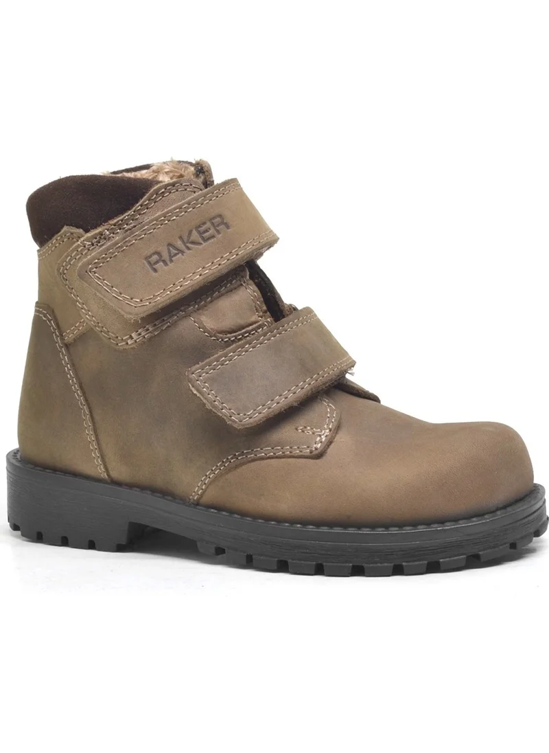 راكر Sentor Leather Sand Colored Shearling Velcro Kids Boots