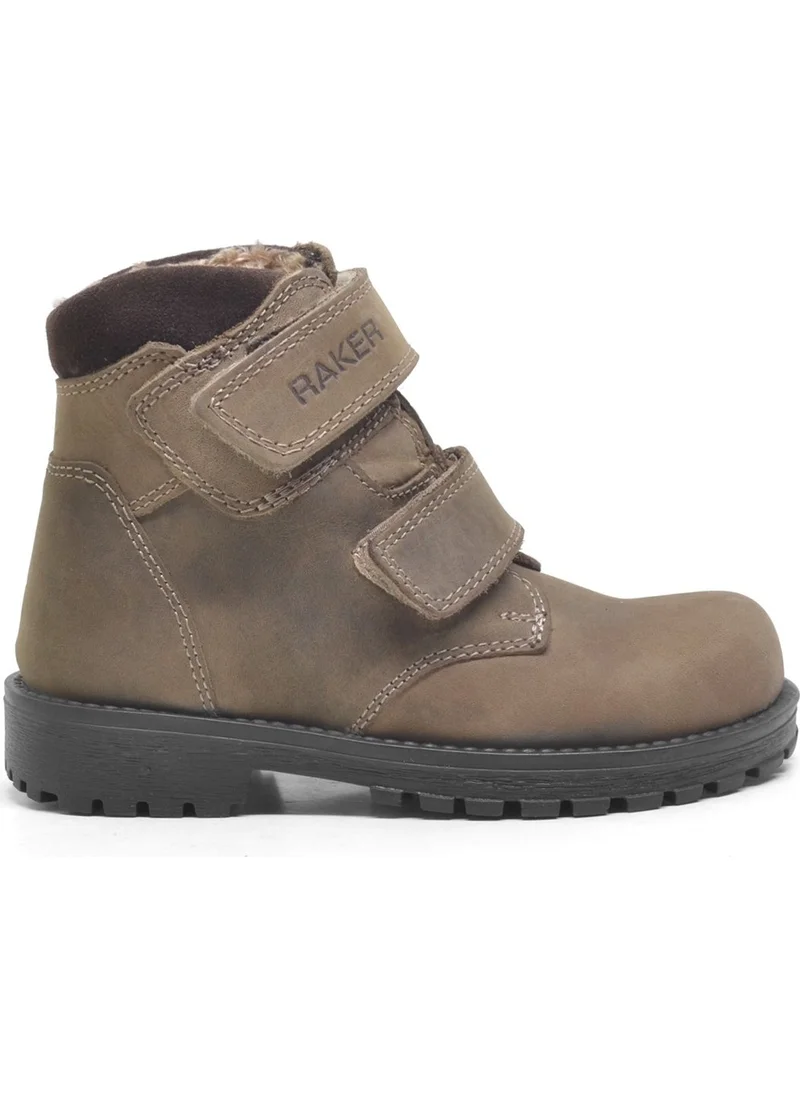 راكر Sentor Leather Sand Colored Shearling Velcro Kids Boots