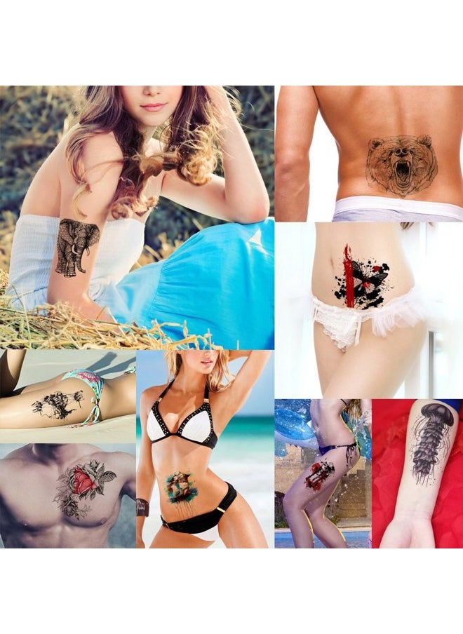 Glaryyears - Glaryyears Watercolor Animal Temporary Tattoos for Women Adults, 5 Pack Large Big Fake Creative Tattoo Stickers, Perfectly on Body, Rock Art, Tumblers, Smooth Surfaces - Image 1